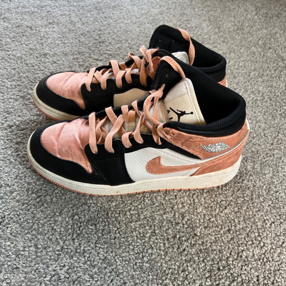 Air Jordan 1 Mid gs Kids 6Y light‎ madder root black orange streetwear sneakers